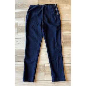 Chicos Platinum Ankle Jeans Womens Size .5 (Sz 6 )  Flat front gold side zip EUC
